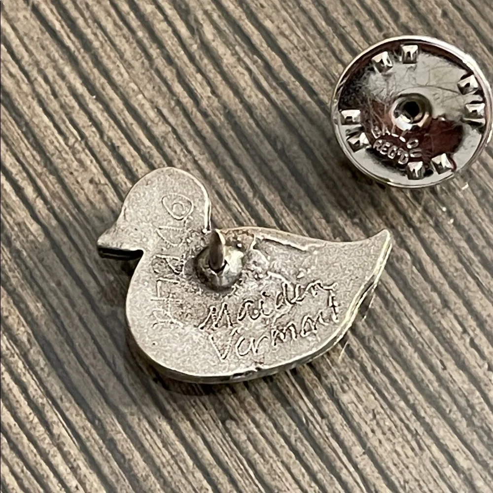 Vintage D.P. Limited Maiden Vermont Pewter Duck Pinback Pin
